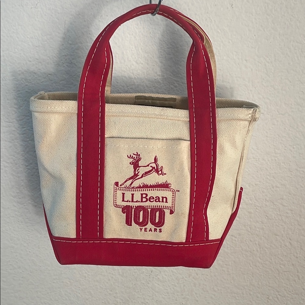 LL Bean 100 Years Anniversary Mini Boat and Tote Bag Red Canvas USA